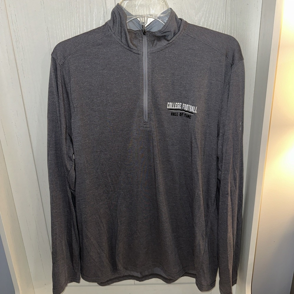 UNDER ARMOUR Heat Gear 1/4 Zip Pullover College Football Hall of Fame L Gray